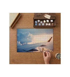 Gökyüzünde Uçak Kanadı - Pamuk Bulutlar Tasarımı 240 parça Ahşap Puzzle Ahşap Kutuda MP01037
