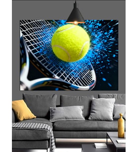 Tenis Raketine Çarpan Top Dekoratif Kanvas - Mdf Ahşap Tablo