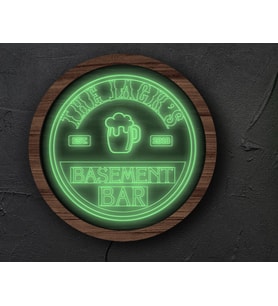 BK Gift Kişiye Özel Led Işıklı Yuvarlak Bar Tabelası, Işıklı Tabela, Bar Dekorasyonu, Duvar Dekoru, Home Bar Tabela-9