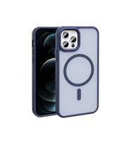 Apple iPhone 12 Pro Uyumlu Kılıf M-safe Şarj Özellikli Mat Arka Yüzey Zore Sio Kapak (Lacivert)