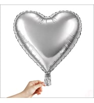 Kalp Folyo Balon, 60cm - Gümüş