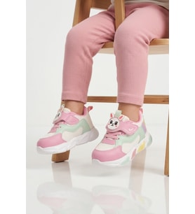 Cool Fuşya Cırtlı Işıklı Fileli Hafif Kız Bebek Spor Ayakkabı Luna B