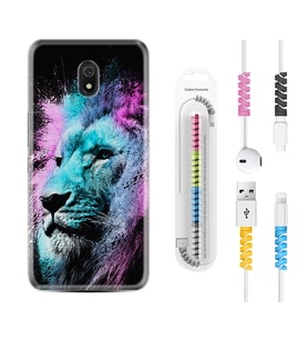 Xiaomi Redmi 8A 8 Pro 9C 9T 10C 11T Pro Kılıf Kablo Koruma Spiral Silikon Pink Blue Leon 1603