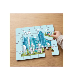 Yüksek Binalar - Şehir Tasarımlı 24 Parça Ahşap Çocuk Puzzle MPK0253