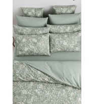 More Home Lastikli Çarşaf Çift Kişilik Nevresim Takımı Yeşil Beyaz Floral