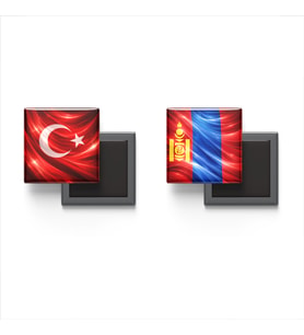 Buzdolap Magnetleri - Moğolistan Bayrağı ve Türk Bayrağı - 2'li Set Magneti