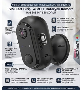 4G Kablosuz Şarjlı Pır Sensörlü Kamera 4-6 Ay Bekleme Süresi