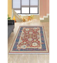 Kiremit Çerçeveli Dokuma Pamuk Taban Kaymaz Kilim KLM284