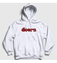 Presmono Unisex Beyaz Red Logo The Doors Kapüşonlu Sweatshirt 116583tt