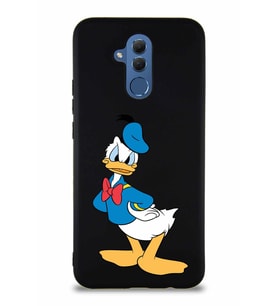 Huawei Mate 20 Lite Soft Premier Kapak Donald Duck-D Tasarımlı Silikon Kılıf - Siyah (Şeffaf)