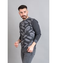 SAN&FA REGULAR FİT DESENLİ ERKEK TRİKO KAZAK (Gri)