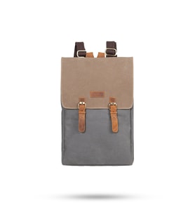 Design 02 15.6 Inch Kanvas - Hakiki Deri Laptop Sırt Çantası