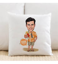 Kişiye Özel Tatil Yapan Erkek Karikatürlü Yastık
