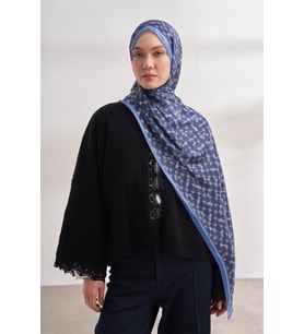 İNDİGO Armanda AA Monogram Desen Vual Şal