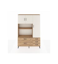 Arges Dolap 7 Raflı 5 Çekmeceli 3 Kapaklı 132x30x195 Çam-Aytaşı/Çam