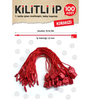 Kilitli İp Renkli Asmalı Etiket Bağlama İpi Lock String Tag Rope 100 Adet Kırmızı-T371 (Renksiz)