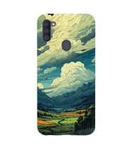 Samsung Galaxy M21 Uyumlu Doğa ve Bulut Desenli Şeffaf Telefon Kılıfı
