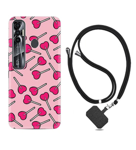 Tecno Spark 6 6 Go 8C 8 Pro 7 7 Pro Kılıf Boyun Askılı Silikon Heart Lollipop 1414
