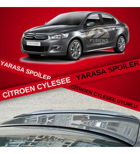 Citroen C Elysee Uyumlu Bagaj Üstü Slim Yarasa Spoiler Parlak Siyah Piano Black