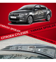 Citroen C Elysee Uyumlu Bagaj Üstü Slim Yarasa Spoiler Parlak Siyah Piano Black