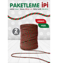 Paketleme ipi / Bağlama İpi /İki Renkli İp  Kırmızı Yeşil Renk 200 mt-KP083 (Renksiz)