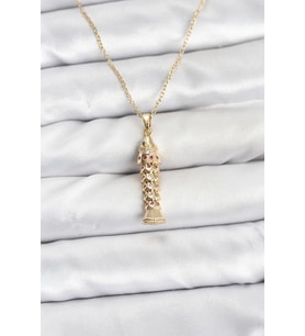 316L Çelik Zincir Gold Renk Balık Model Zirkon Taşlı Kadın Kolye - TJ-BKO10885