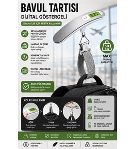 Dijital Bavul Tartısı LCD Ekranlı Taşınabilir Kompakt Hassas El Tartısı 50 KG Kapasiteli