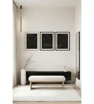 Minimalist Kadın Figürleri Çizgi Sanatı 3’lü Ahşap Çerçeveli Tablo Seti