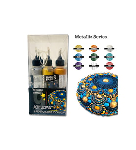 Dot Mandala Metalik Seri, 9 Renk Birlikte, Dot Art Magic Points Metallic Seri