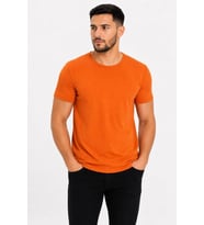 Erkek Basic Tişört Bisiklet Yaka Kısa Kol Günlük Yazlık Slim fit T-Shirt - Turuncu