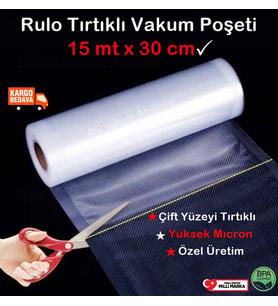 Rulo Tırtıklı Vakum Torbası-Poşeti 15 Metre X 30 Santim
