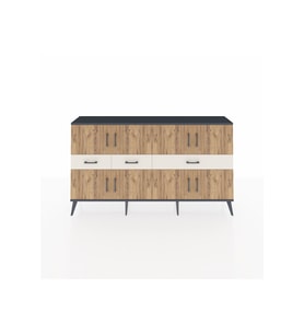 Arges Konsol 5 Raflı 3 Çekmeceli 8 Kapaklı 176x30x99 Antrasit-Çam/Aytaşı