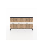 Arges Konsol 5 Raflı 3 Çekmeceli 8 Kapaklı 176x30x99 Antrasit-Çam/Aytaşı