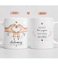 Kişiye Özel İsimli Aile Kupası 2 Çocuklu Tasarım Anne Baba Çocuklu Kupa Bardak Anneler Günü Babalar Günü Hediyesi