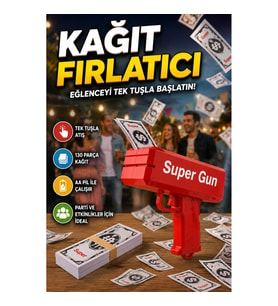 AA Pil Kâğıt Fırlatıcı Oyuncak 130 Parça Kâğıtlı Eğlenceli Parti Oyunu