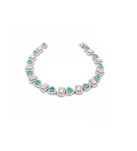 Paraiba ve Zirkon Taşlı İthal Gümüş Bileklik