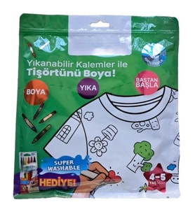 Kalem Hediyeli Boyanabilir Tişört 4-5 Yaş