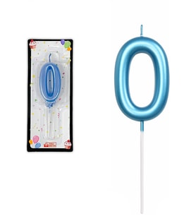 0 YAŞ PARLAK AÇIK MAVİ ŞIK MUM 12 CM