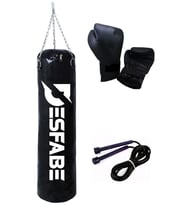 Desfabe Boxing Star 70x25 Cm Zincirli Boks Kum Torbası Siyah+Atlama İpi+Boks Eldiveni