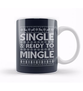 Single And Ready to Mingle Christmas Knit Pattern Kupa Bardak Porselen