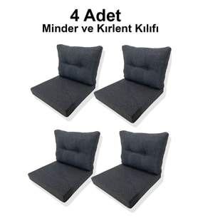 4 Adet Bahçe Balkon Mobilyası Minderi Kılıfı mavi (4 ADET MİNDER, 4 ADET KIRLENT Yanlızca Kılıf Gönd