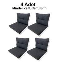 4 Adet Bahçe Balkon Mobilyası Minderi Kılıfı mavi (4 ADET MİNDER, 4 ADET KIRLENT Yanlızca Kılıf Gönd