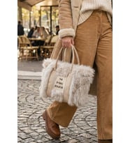 Vintage Peluş Kürk Model Sonbahar, Kış The Bag Bonjeur Kadın El, Kol, Omuz Çanta