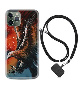 Apple iPhone 11 12 13 14 Pro Max Kılıf Boyun Askılı Silikon Kartal Uçarken 1718