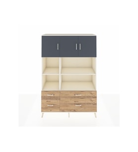 Hyperion Dolap 8 Raflı 4 Çekmeceli 3 Kapaklı 132x44x195 Aytaşı-Antrasit/Çam