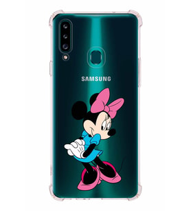 Samsung Galaxy  A20s  Köşe Korumalı Antişok Kapak Minnie Mouse Tasarımlı Şeffaf  Kılıf