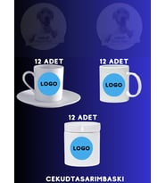 Logo Baskılı Kupa, Fincan ve Küllük Seti – 36’lı Kurumsal Hediye Takımı (Düz Beyaz)