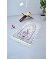 Lüks Hediyelik Çeyizlik Simli Kadife Seccade (Bordo)