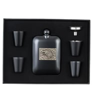 Lüks Kartal Logolu Paslanmaz Çelik İçki Matarası Avcı Kamp Outdoor Hediye Seti Cep Matarası 240 ml.