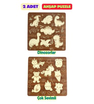 Çocuk Puzzle (Yapboz) Birinci Sınıf Ahşap 2 Parça Eğitici Öğretici Eğlenceli Set